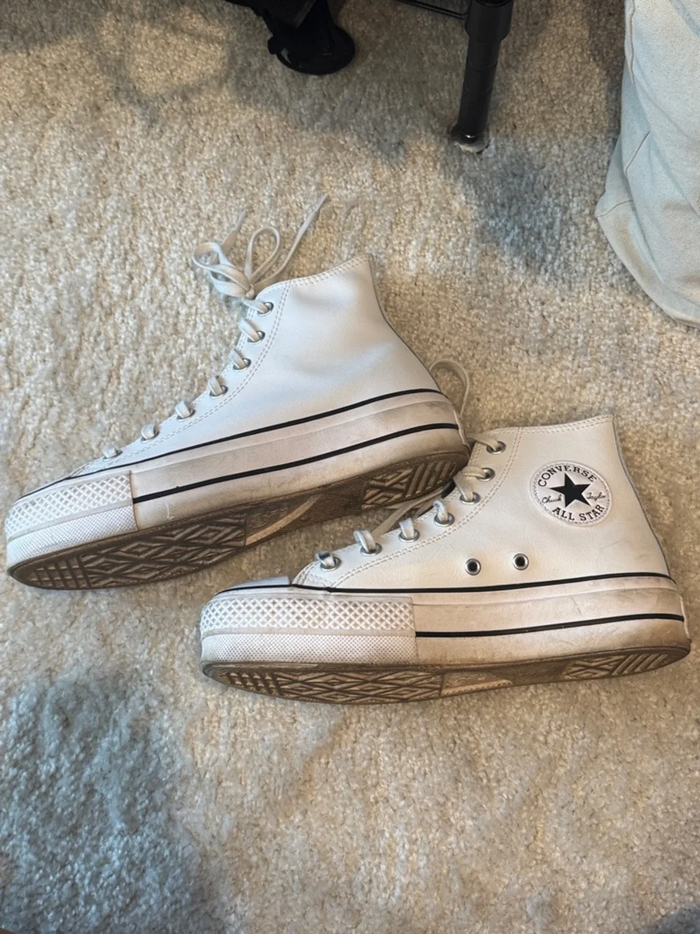 Converse White High-Top Leather Sneakers - Picture 2 of 4